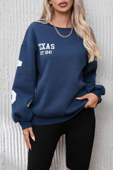 Letter Graphic Round Neck Dropped Shoulder Sweatshirt