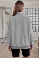 Half Zip Drop Shoulder Sweatshirt and Pocket