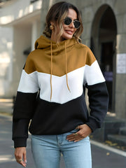 Contrast Drawstring Dropped Shoulder Hoodie