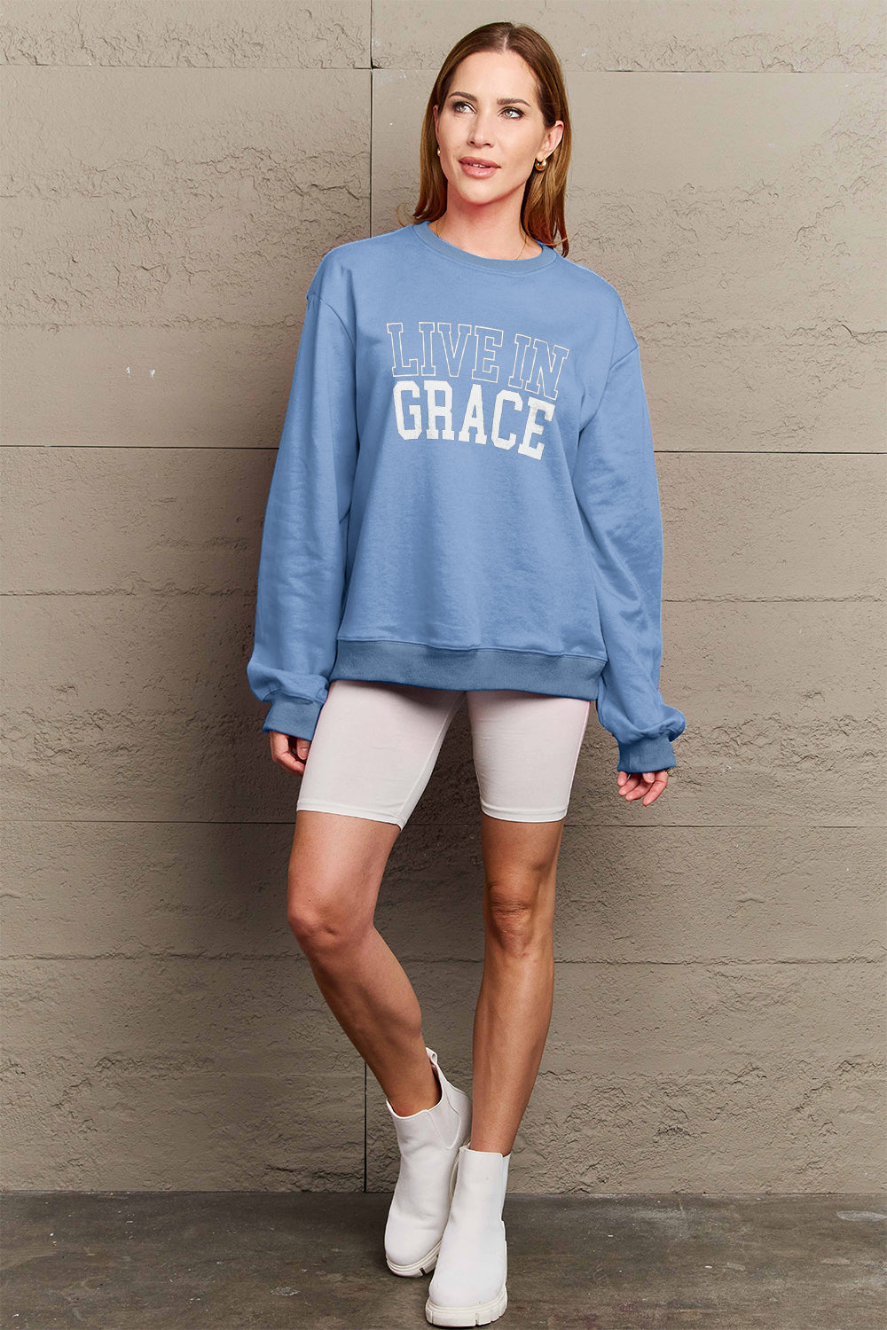 Simply Love Full Size LIVE IN GRACE Graphic Sweatshirt