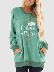 Graphic Round Neck Sweatshirt with Pockets