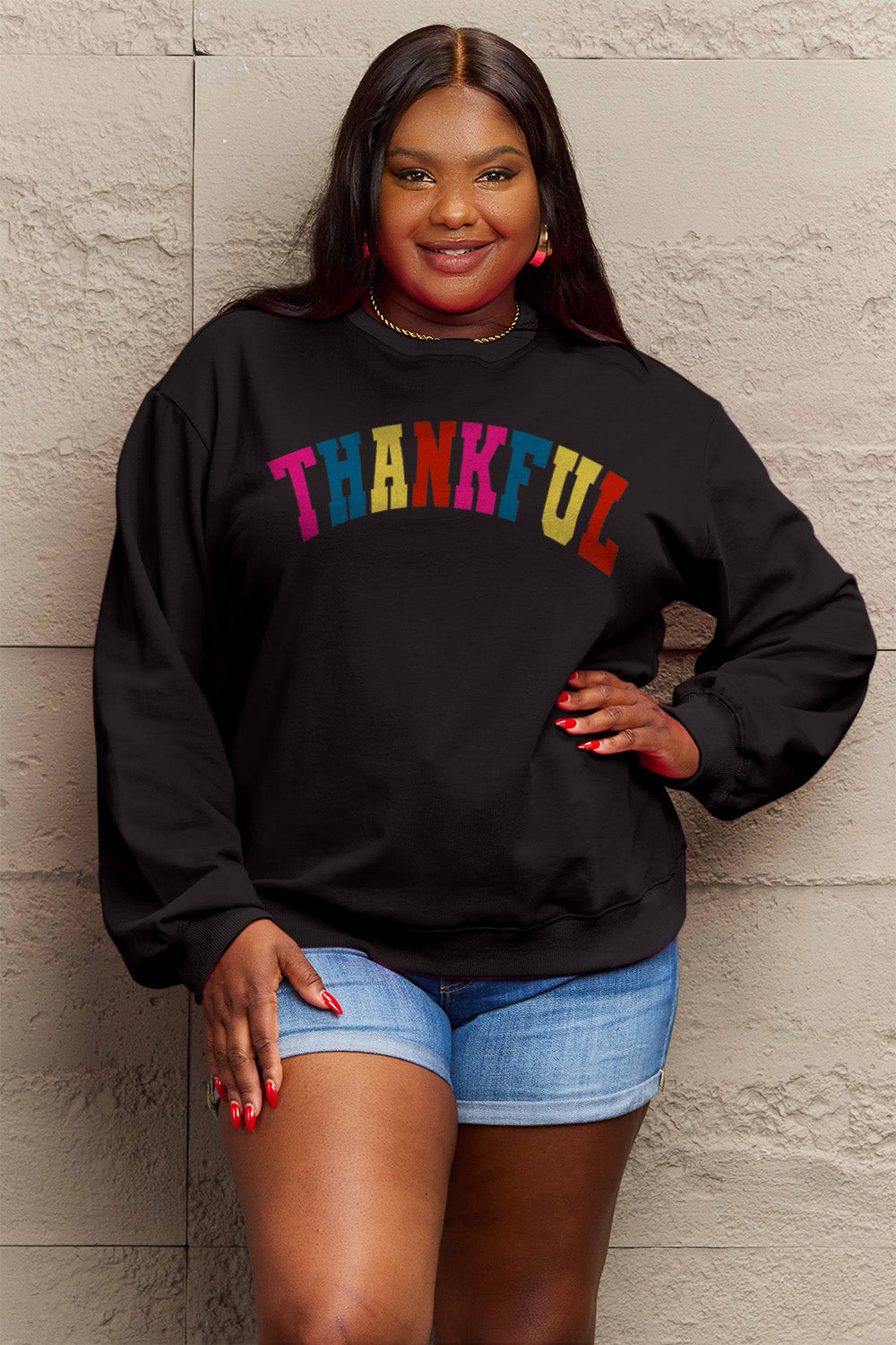 Simply Love Full Size THANKFUL Graphic Sweatshirt