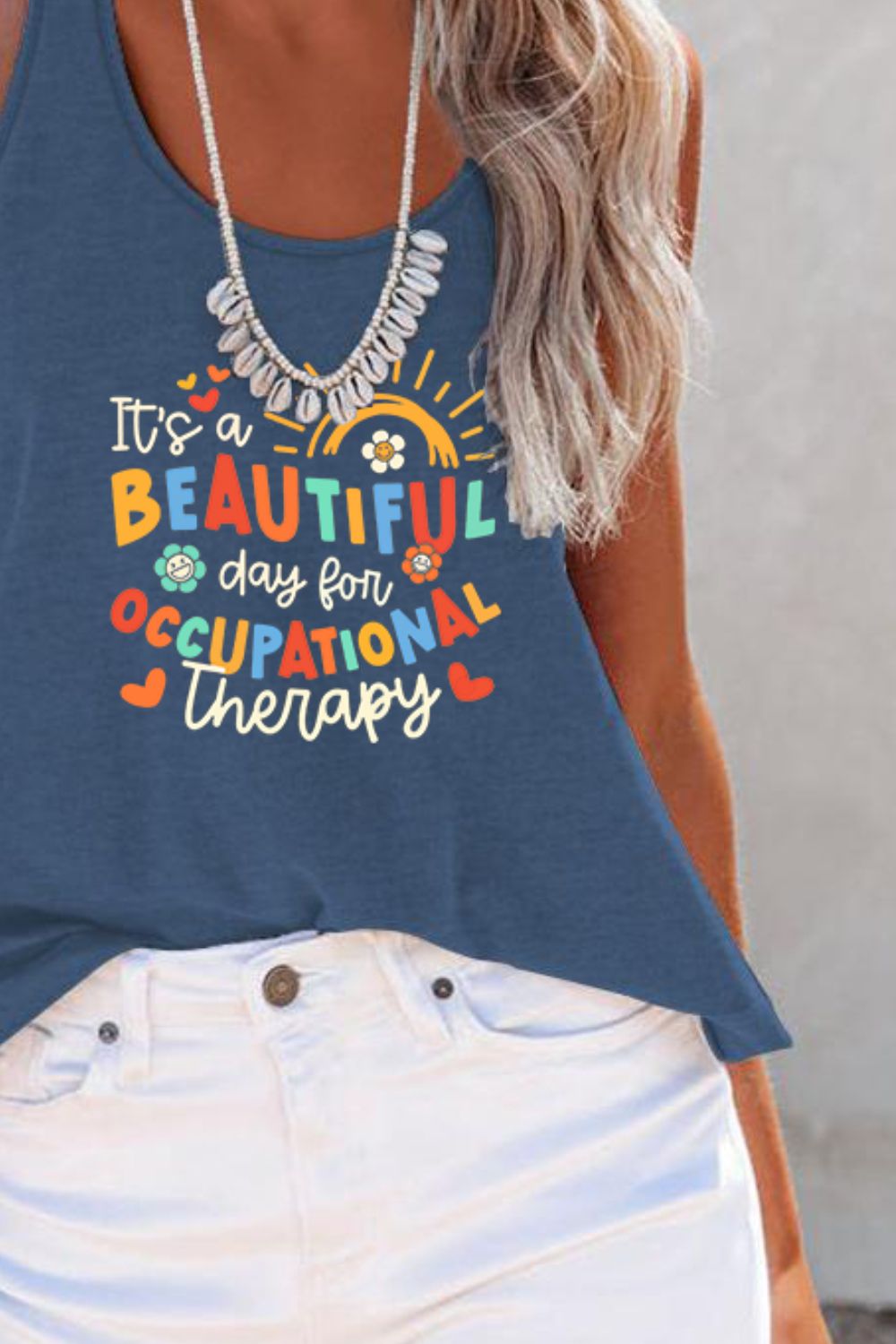 Full Size Letter Graphic Scoop Neck Tank