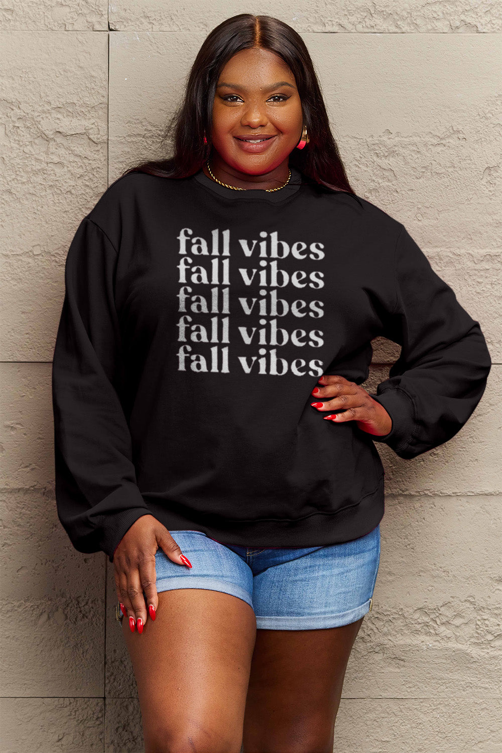 Simply Love Full Size FALL VIBES Graphic Sweatshirt