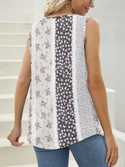 Printed Square Neck Wide Strap Tank