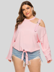 Plus Size Cold-Shoulder Tied Top