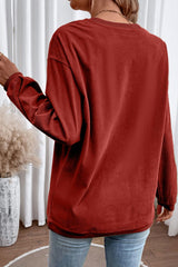 Ribbed Round Neck Drop Shoulder Sweatshirt