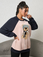 Bear Graphic Raglan Sleeve Sweatshirt