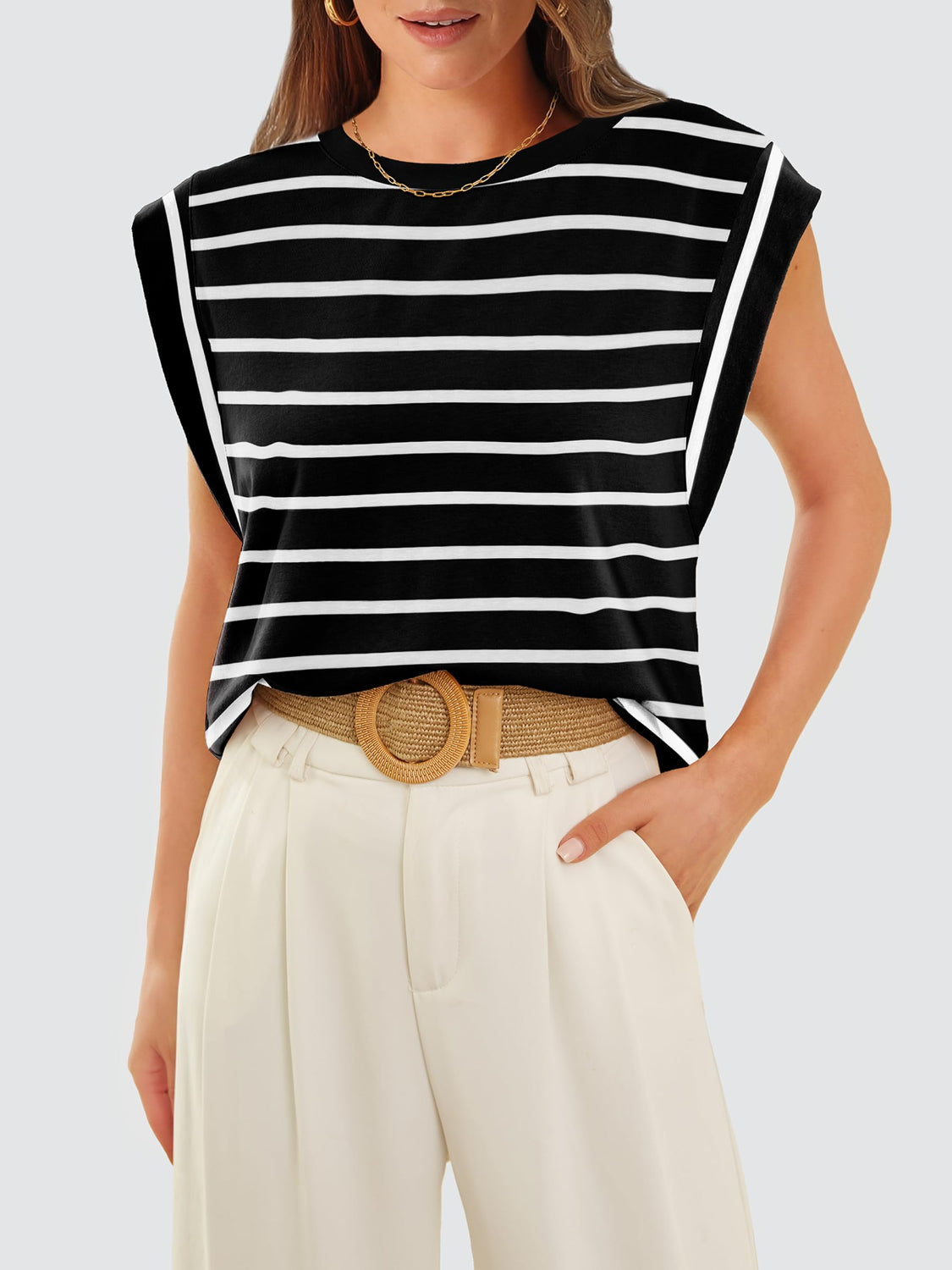 Striped Round Neck Tank