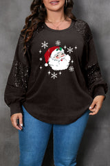 Plus Size Santa Graphic Sequin Long Sleeve Sweatshirt