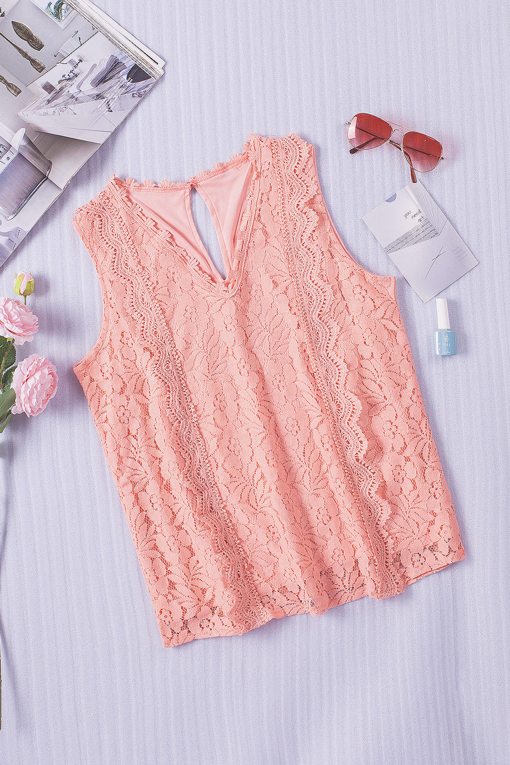 Lace V-Neck Wide Strap Tank