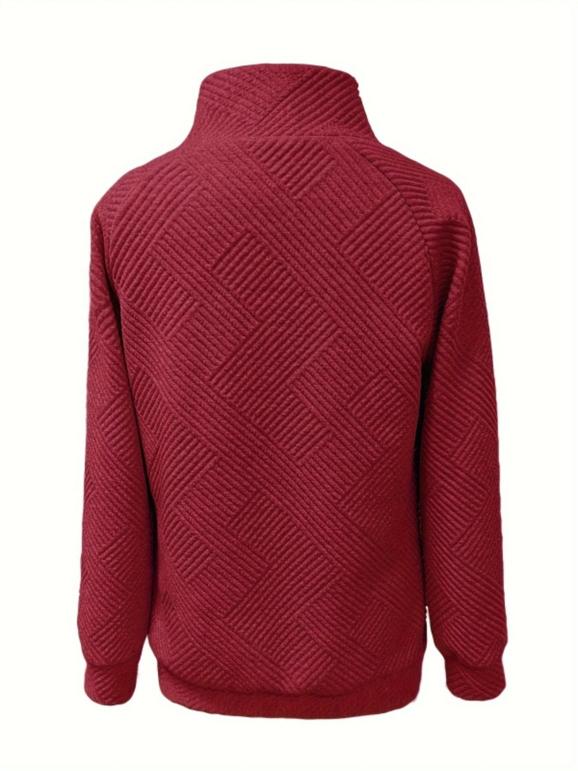 Buttoned Mock Neck Long Sleeve Sweatshirt