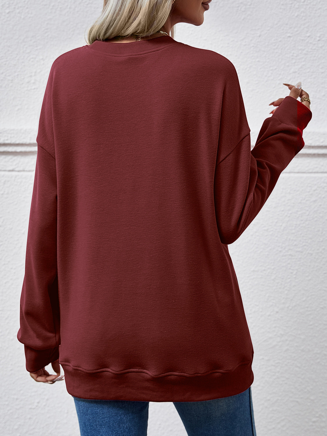 Dropped Shoulder Sweatshirt with Pockets