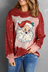 Christmas Tie Dye Print Crew Neck Sweatshirt