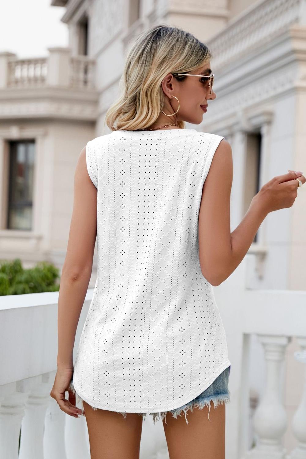 Eyelet V-Neck Tank