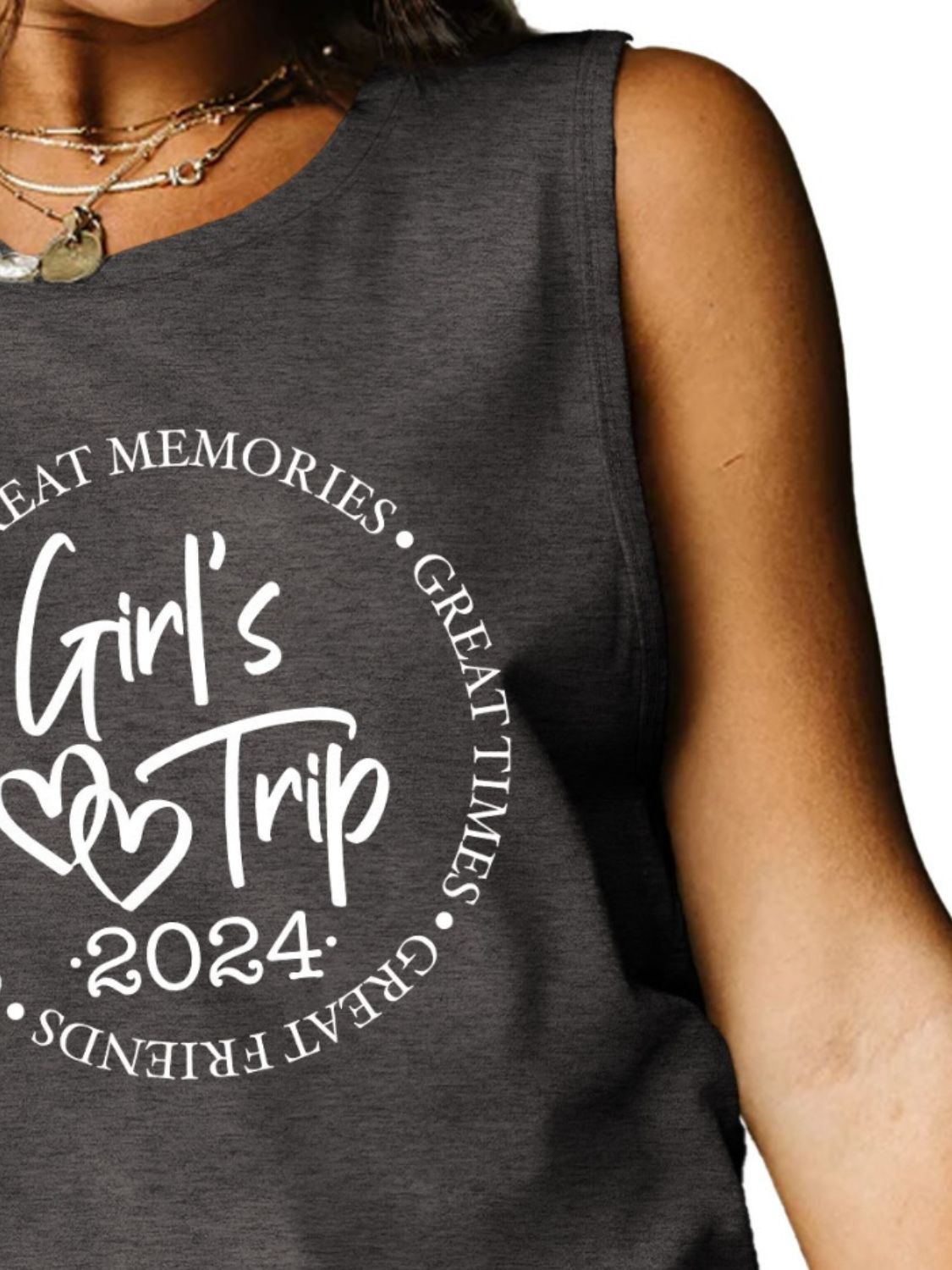 Letter Graphic Round Neck Tank