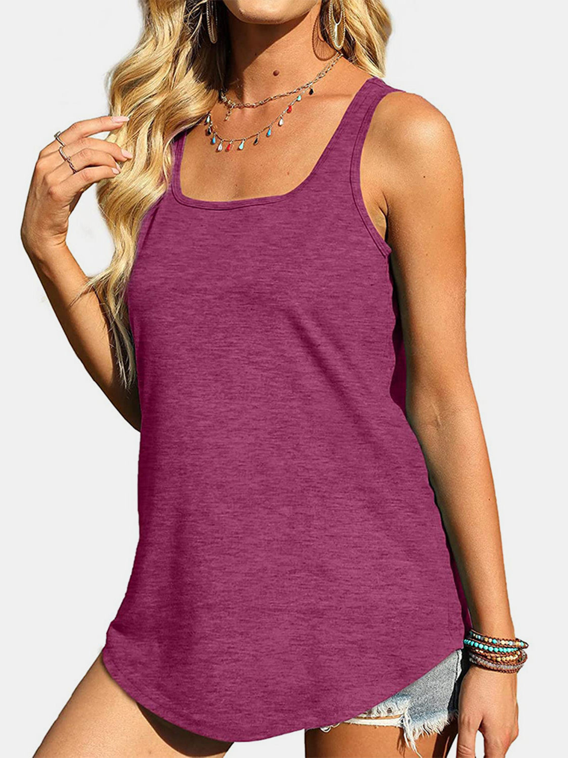 Heathered Square Neck Tank