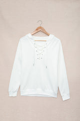 Lace-Up Dropped Shoulder Hoodie