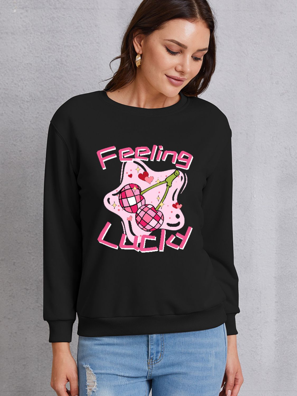 FEELING LUCKY Round Neck Sweatshirt