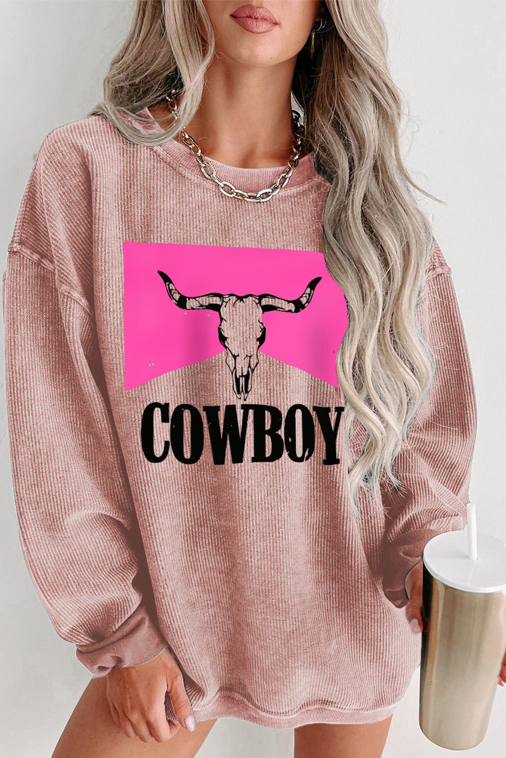 COWBOY Graphic Round Neck Sweatshirt