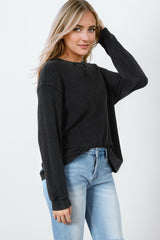 Mineral Washed Round Neck Dropped Shoulder Sweatshirt