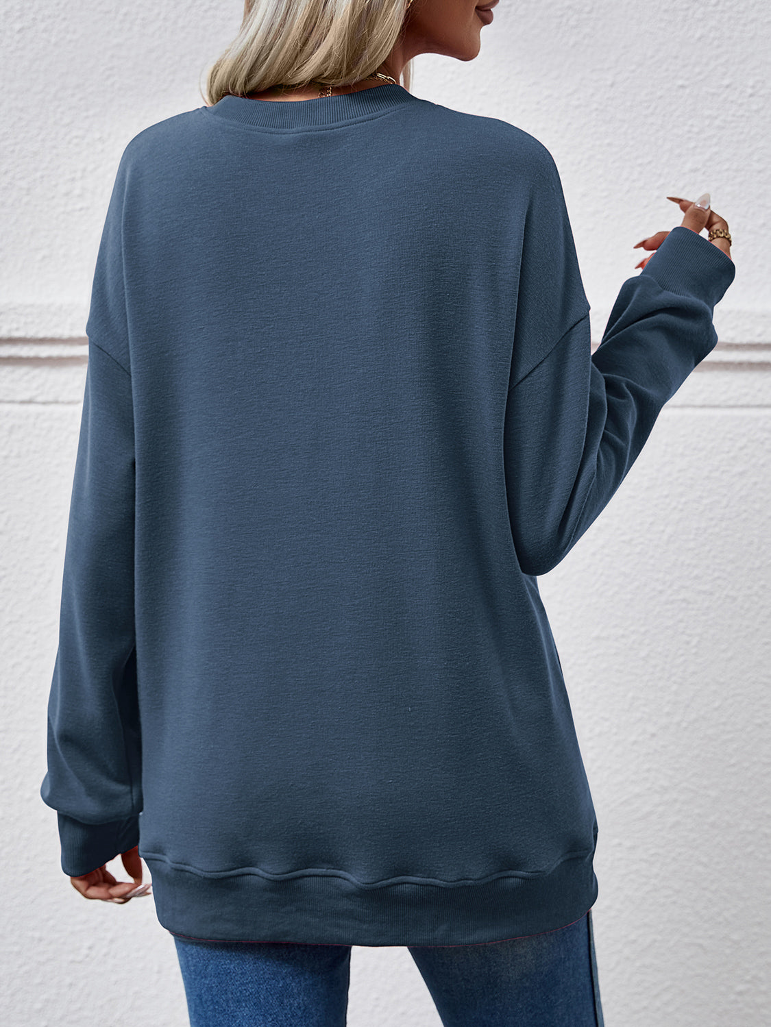 Dropped Shoulder Sweatshirt with Pockets