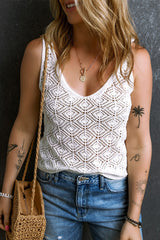 Openwork V-Neck Wide Strap Tank