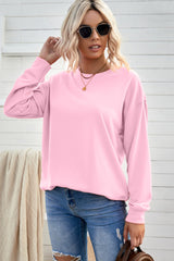 Drop Shoulder Ribbed Trim Sweatshirt