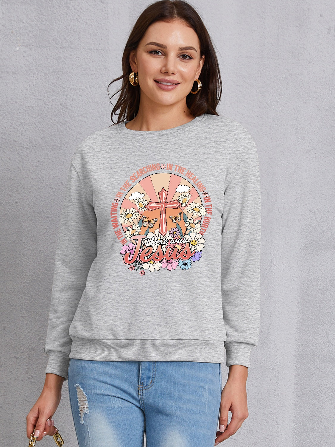 Cross Graphic Round Neck Sweatshirt