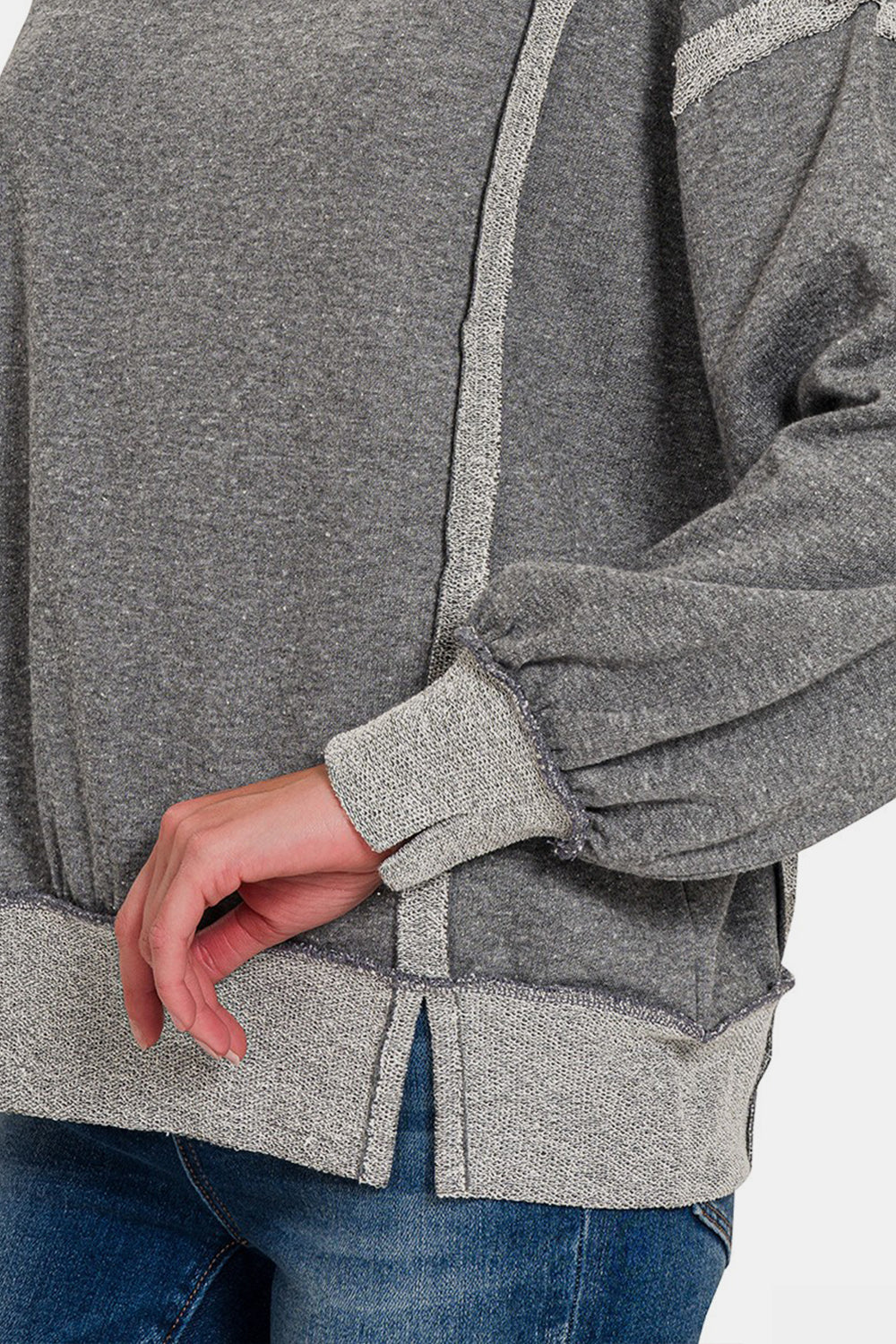 Zenana Washed Exposed-Seam Sweatshirt