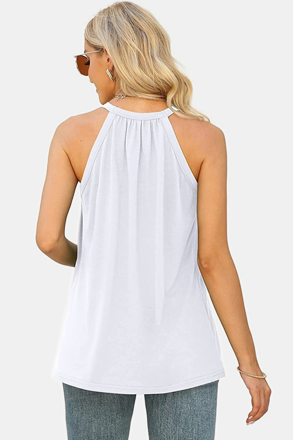 Lace Detail Round Neck Tank