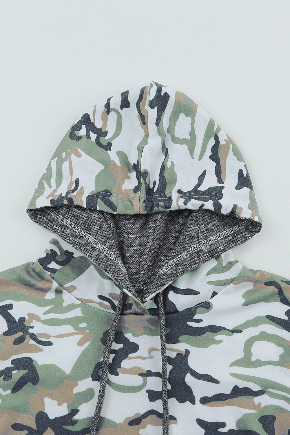 Camouflage Sequin Drawstring Hoodie