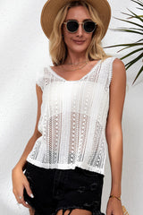 Crochet Deep V Openwork Tank