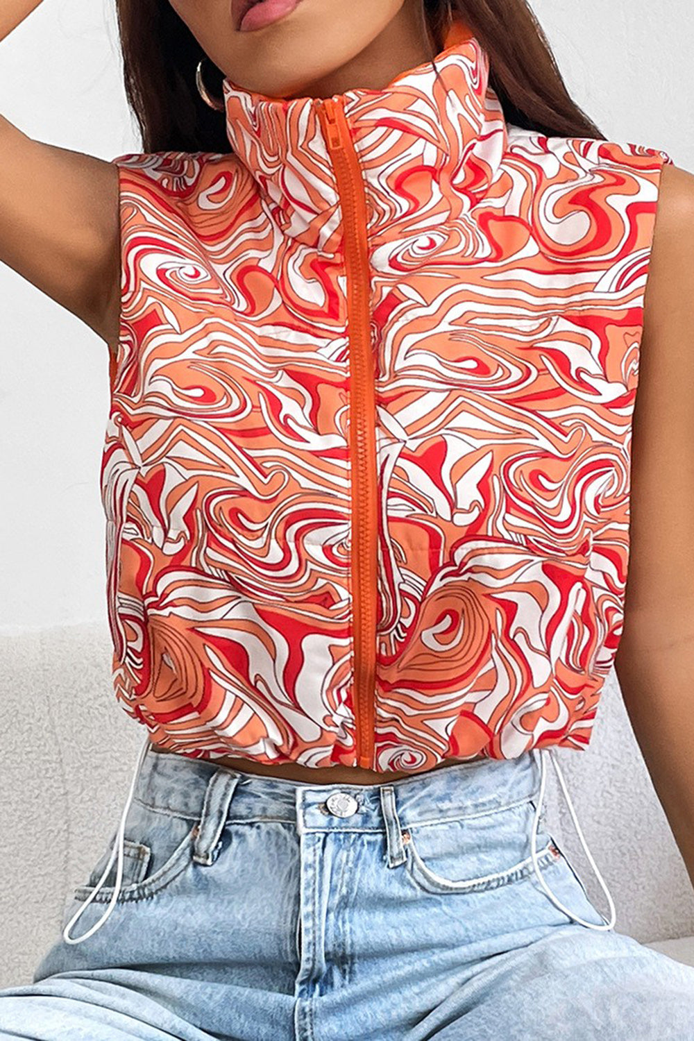 Printed Zip Up Vest