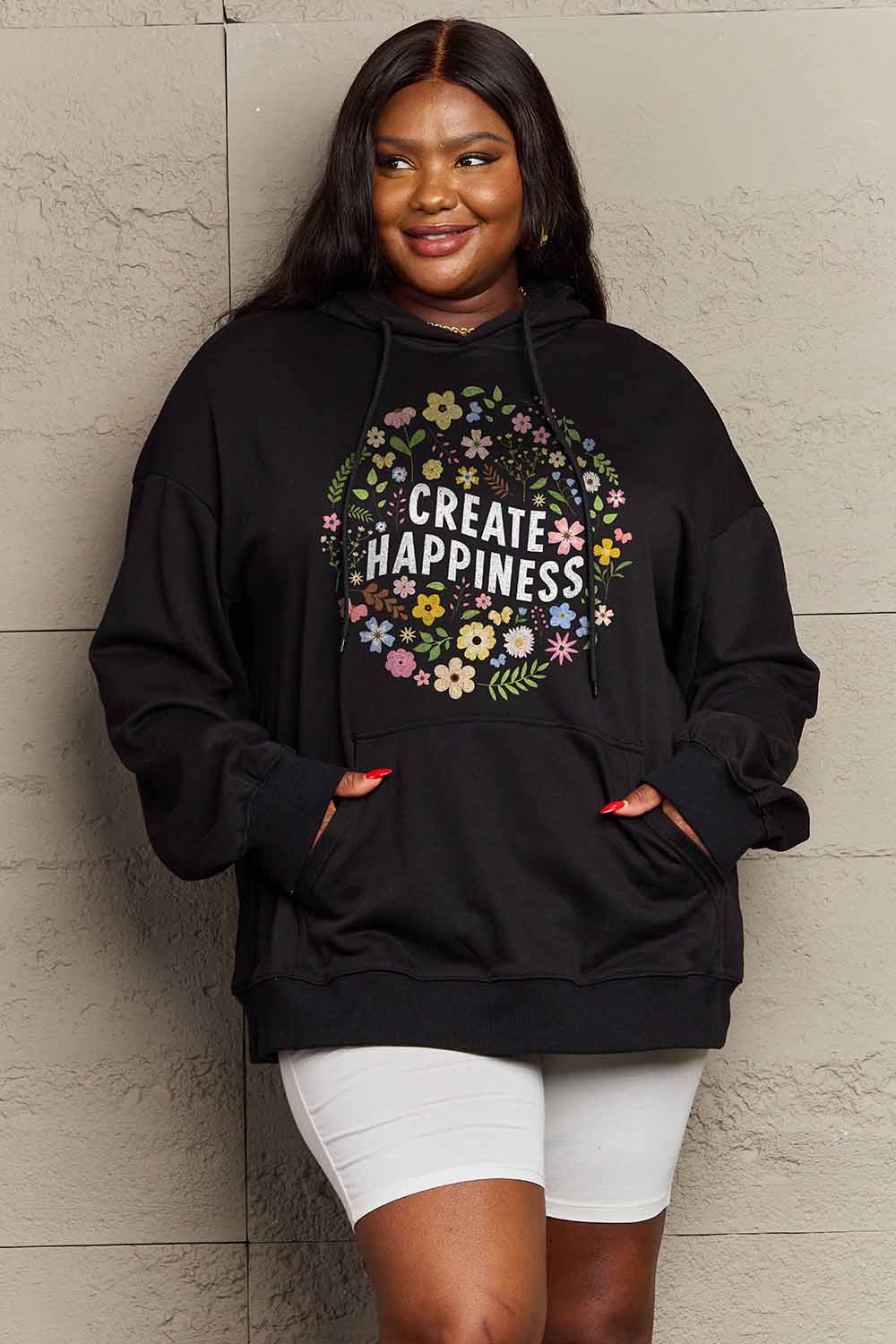 Simply Love Simply Love Full Size CREATE HAPPINESS Graphic Hoodie