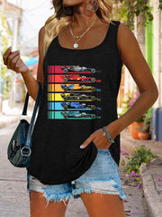 Scoop Neck Race Car Graphic Tank Top