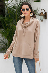 Cowl Neck Drop Shoulder Sweatshirt