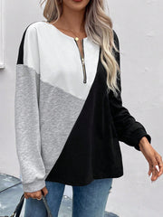 Color Block Zip-Up Sweatshirt