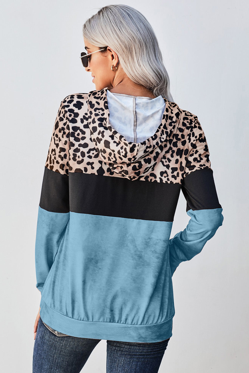 Leopard Color Block Hoodie