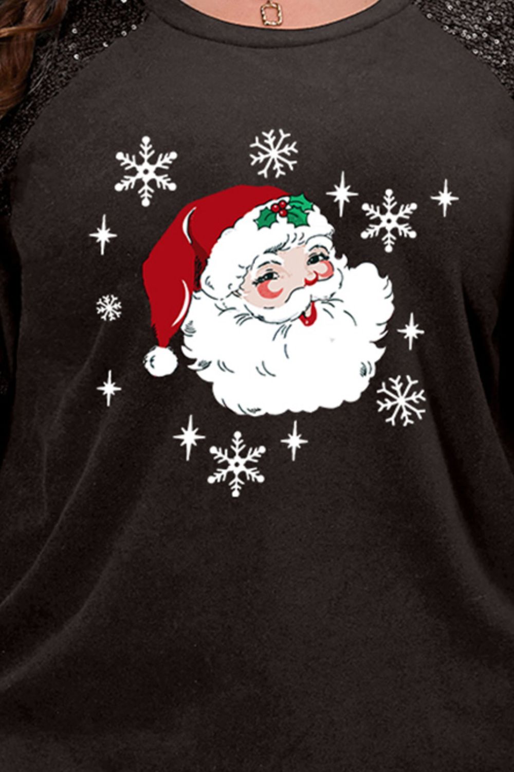 Plus Size Santa Graphic Sequin Long Sleeve Sweatshirt