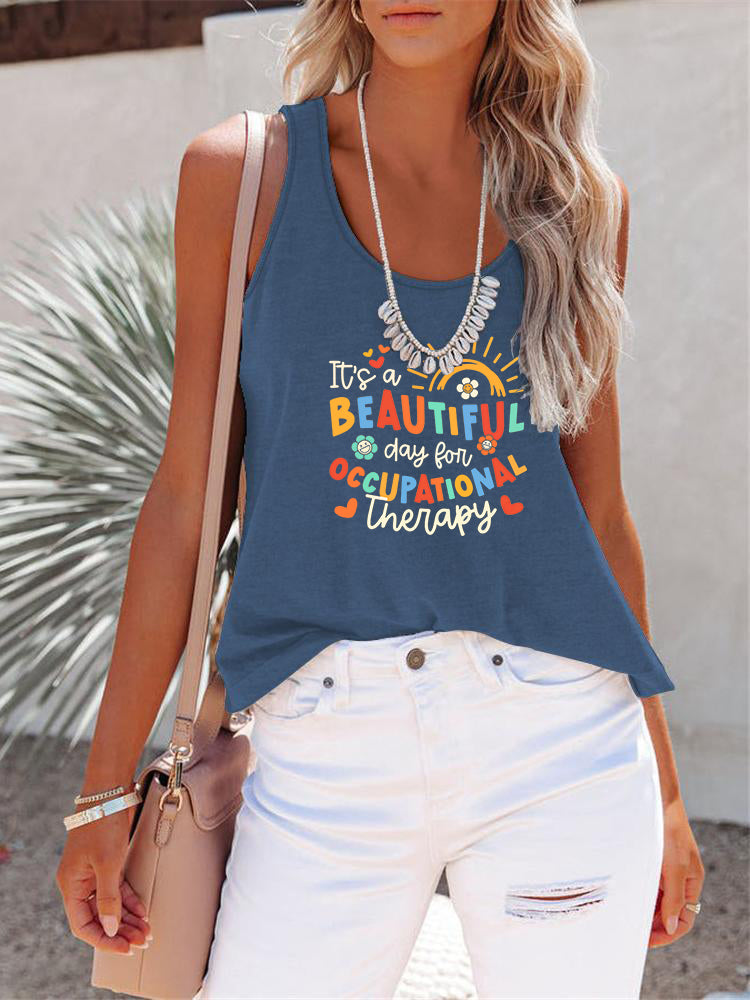 Full Size Letter Graphic Scoop Neck Tank