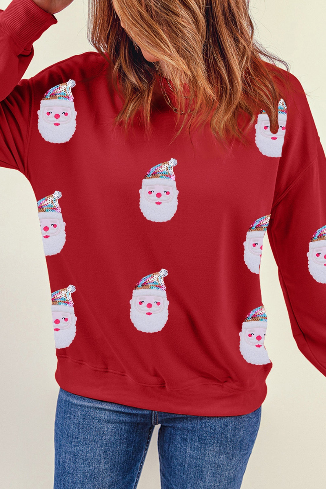 Sequin Santa Long Sleeve Sweatshirt