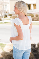 Ruffled Square Neck Wide Strap Tank