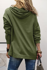 LOVE Drawstring Dropped Shoulder Hoodie