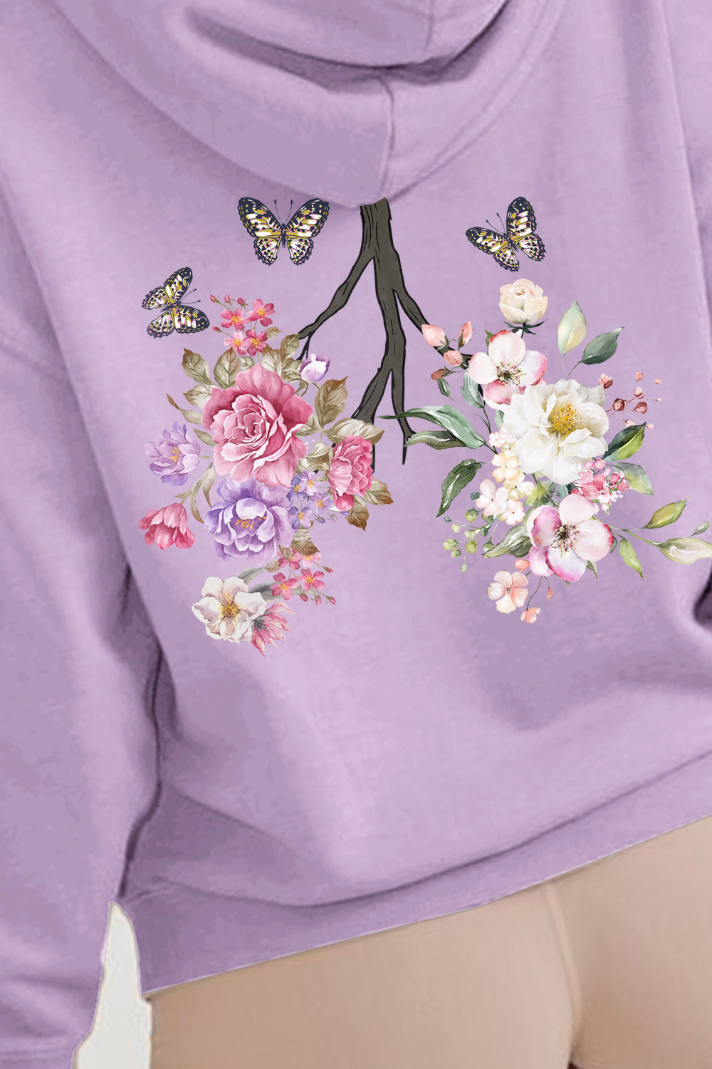 Simply Love Full Size Flower & Butterfly Graphic Hoodie