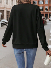 Sequin Heart Dropped Shoulder Sweatshirt