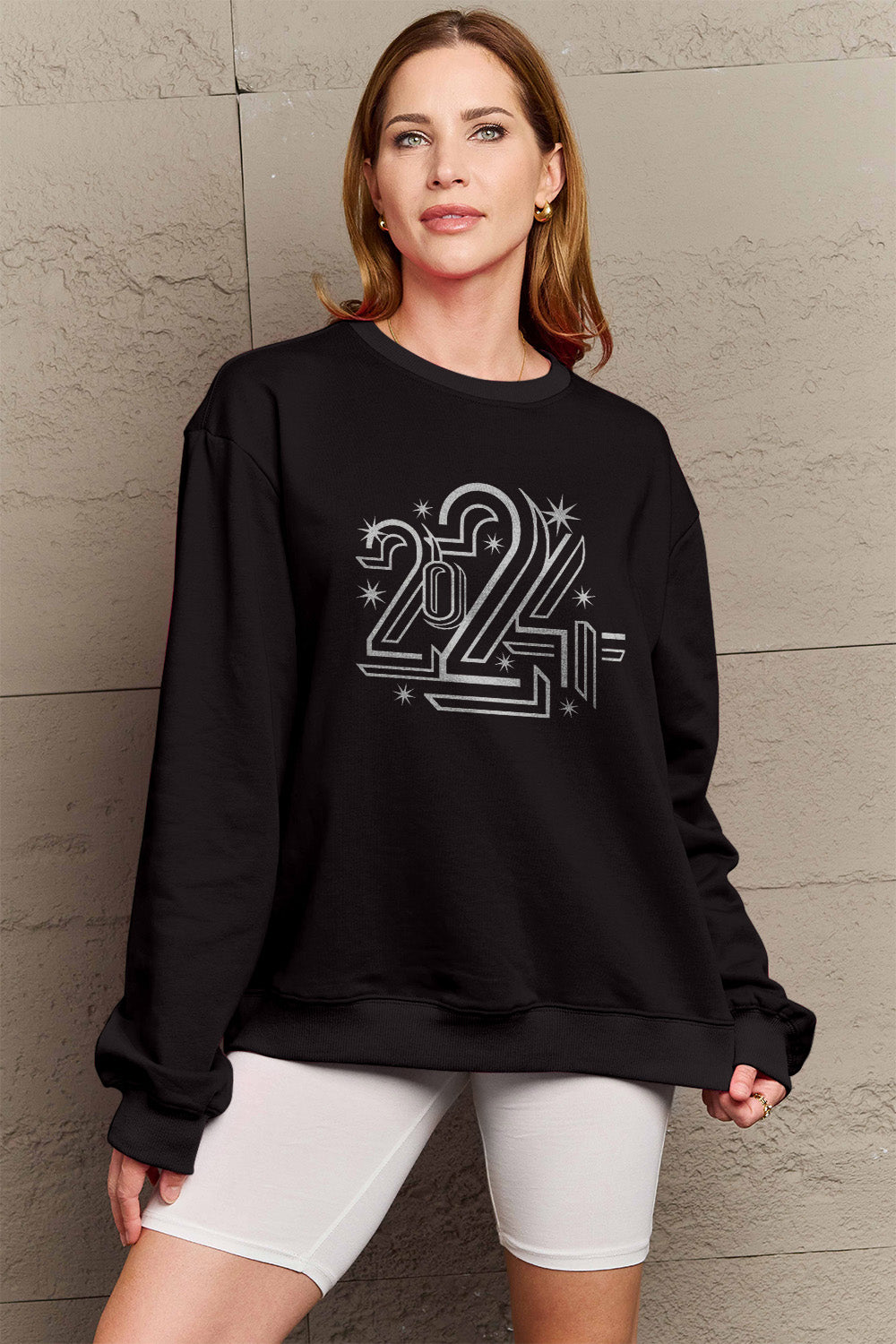 Simply Love Full Size 2024 Round Neck Dropped Shoulder Sweatshirt