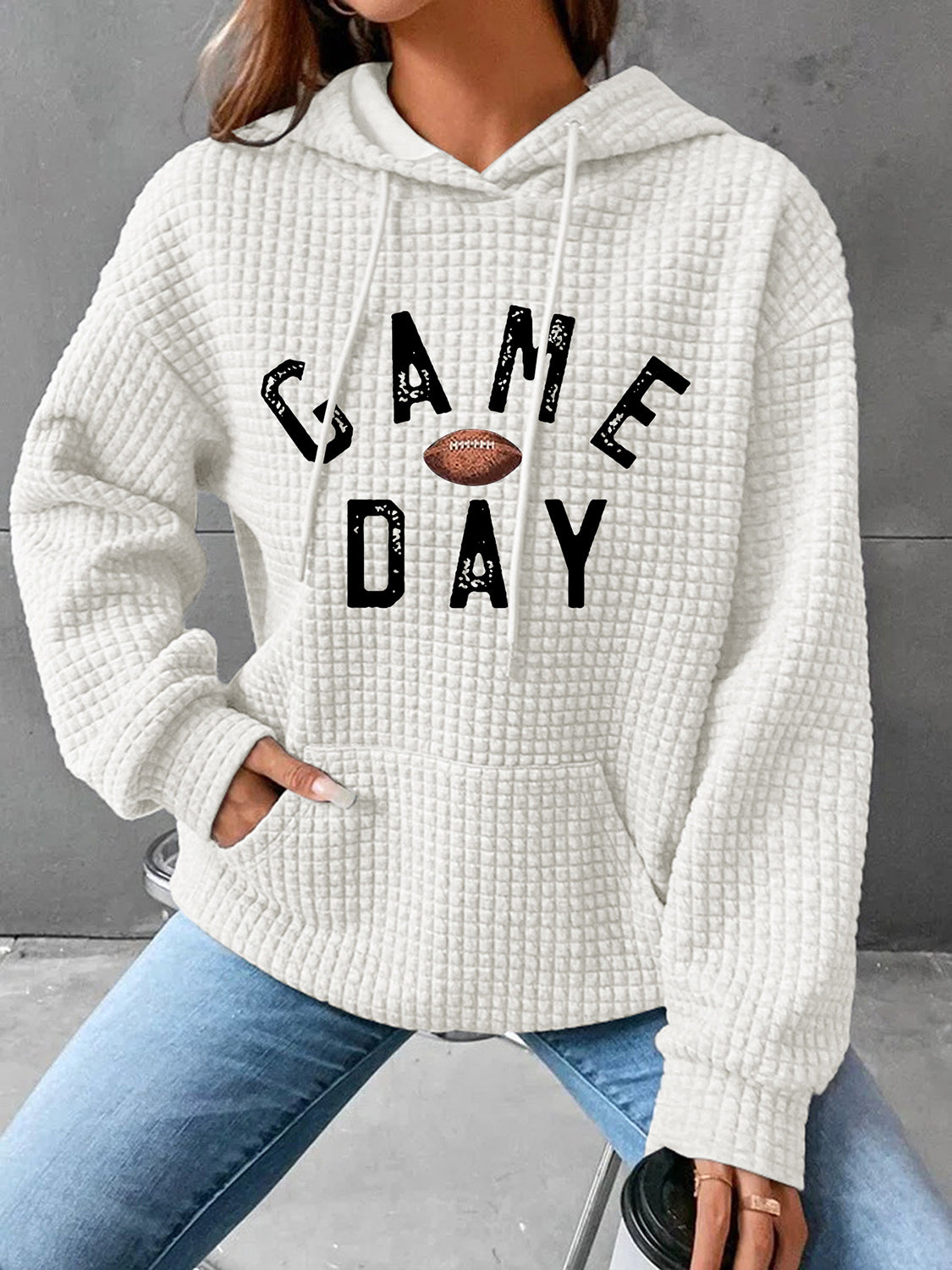 Full Size GAME DAY Graphic Drawstring Hoodie