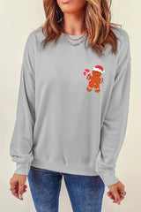 Gingerbread Round Neck Dropped Shoulder Sweatshirt