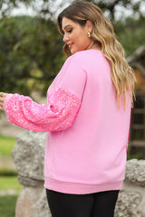 Plus Size MERRY CHRISTMAS Sequin Round Neck Sweatshirt